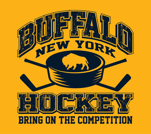 Buffalo Hockey - Gold - Tee Shit, Long Sleeve Tee Shirt, Crew Neck Sweat Shirt