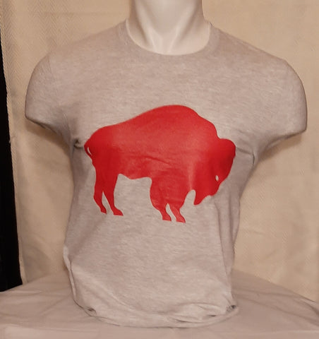 standing buffalo t-shirt - ash w/ red print