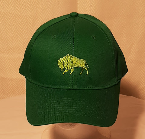 cap dark green w/ lime green logo embroidered