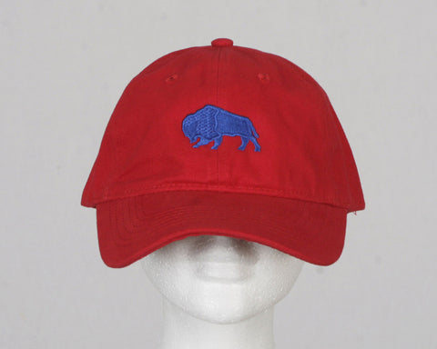 Baseball Cap- Embroidered Logo- Red w/ Royal Logo