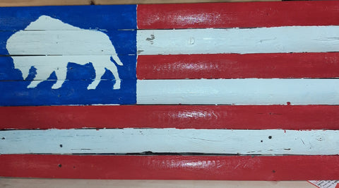 Buffalo Folk Art Flag
